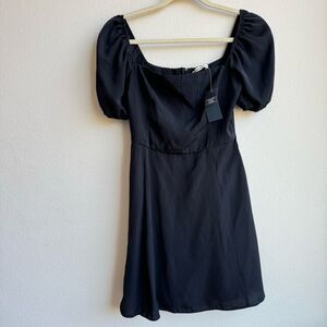 NWT Abercrombie & Fitch Black Puff Sleeve Chiffon Mini Dress Size XS Corset